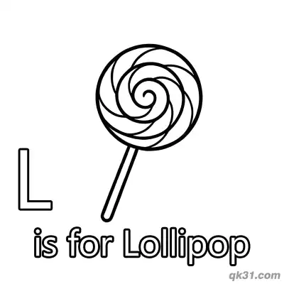 Free printable Letter L is for Lollipop Coloring Page Spiral Sweet Treat Activity Sheet for Toddlers coloring page