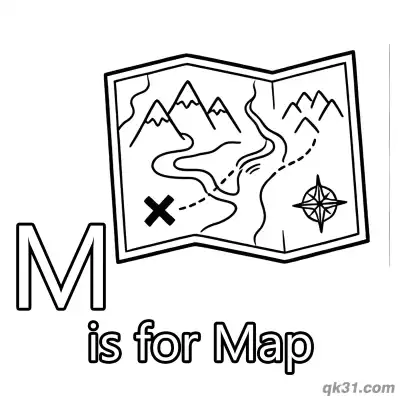 Letter M Is For Map Coloring Page Treasure Map Adventure Printable For Kids