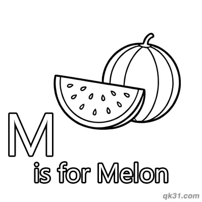 Letter M Is For Melon Coloring Page Juicy Watermelon Fruit Worksheet For Preschool