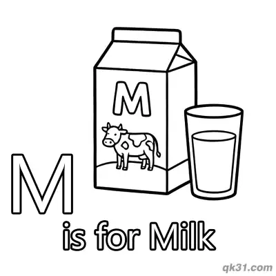 Letter M Is For Milk Coloring Page Dairy Carton And Glass Activity Sheet