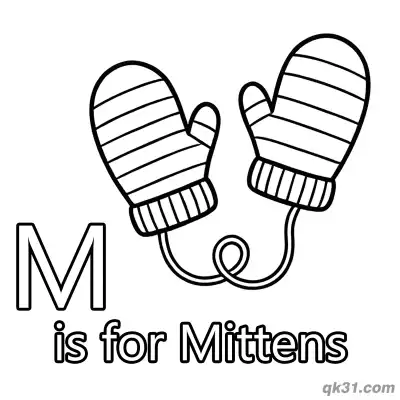 Letter M Is For Mittens Coloring Page Winter Clothing Printable For Toddlers