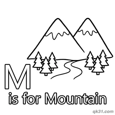 Letter M Is For Mountain Coloring Page Nature Landscape Worksheet For Preschool