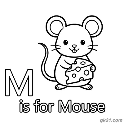 Free printable Letter M Is For Mouse Coloring Page Cute Rodent With Cheese Activity Sheet coloring page
