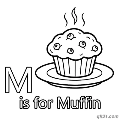 Free printable Letter M Is For Muffin Coloring Page Sweet Bakery Treat Printable For Kids coloring page