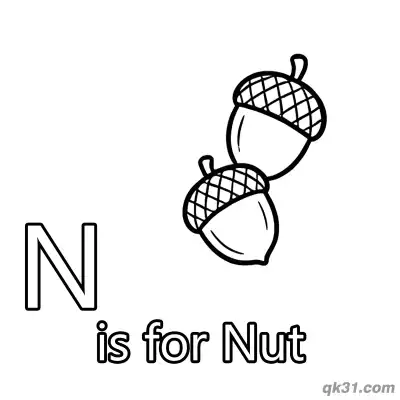 Free printable Letter N is for Nut Coloring Page Acorn Nature Printable for Kindergarten coloring page