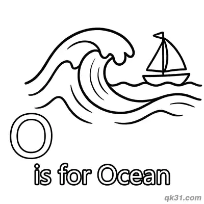 Letter O is for Ocean Coloring Page Big Wave Sailboat Printable for Kids