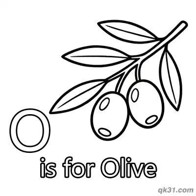 Letter O is for Olive Coloring Page Branch with Leaves Printable for Preschool