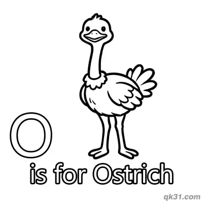 Letter O is for Ostrich Coloring Page Tall Bird Activity Printable for Kids