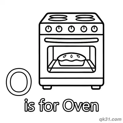 Letter O is for Oven Coloring Page Kitchen Appliance Printable for Preschool