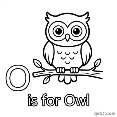 Letter O is for Owl Coloring Page Night Bird on Branch Activity Sheet
