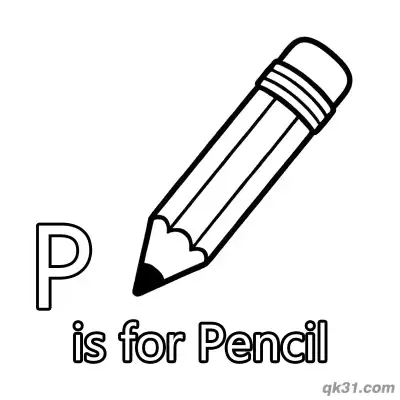 Letter P is for Pencil Coloring Page School Supply Printable for Preschool