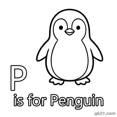 Letter P is for Penguin Coloring Page Adorable Polar Animal Activity Sheet
