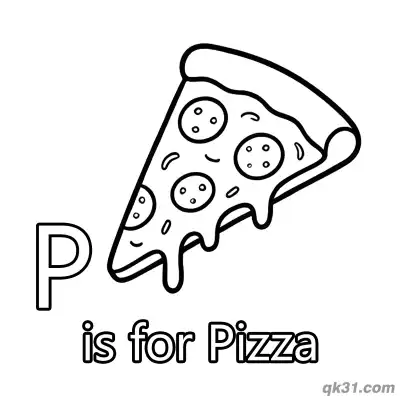 Letter P is for Pizza Coloring Page Slice of Italian Food Printable for Kids