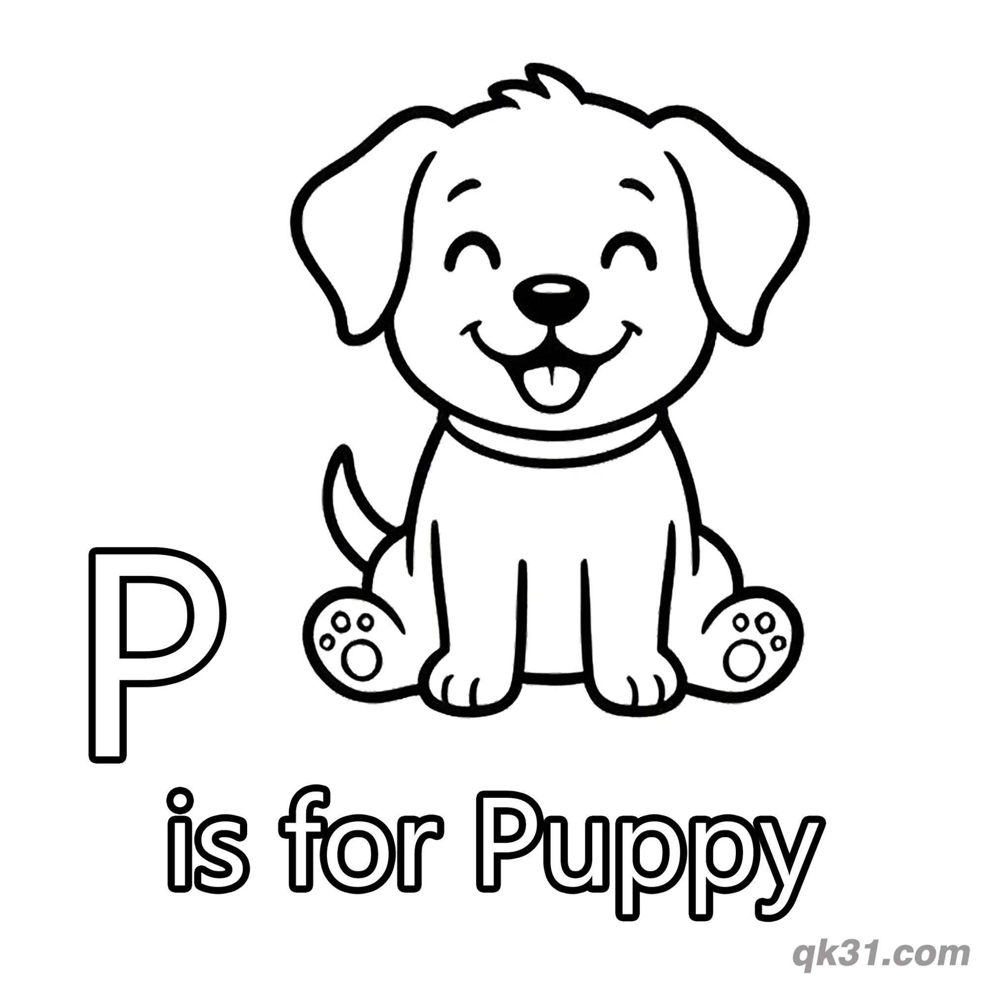 Letter P is for Puppy Coloring Page Sweet Dog Activity Sheet for Preschool – Free Printable Coloring Page for Kids and Adults