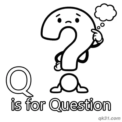 Letter Q is for Question Coloring Page Thinking Cartoon Mark Printable