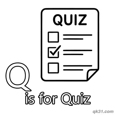 Free printable Letter Q is for Quiz Coloring Page Test Paper Worksheet for School coloring page