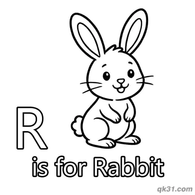 Letter R is for Rabbit Coloring Page Cute Bunny Activity Sheet for Preschool