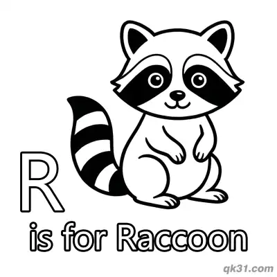 Letter R is for Raccoon Coloring Page Adorable Forest Animal Printable for Kids