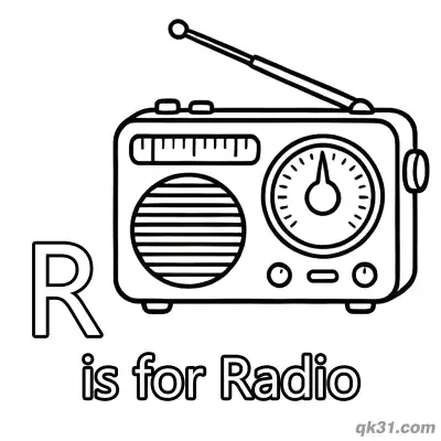 Letter R is for Radio Coloring Page Vintage Portable Device Worksheet