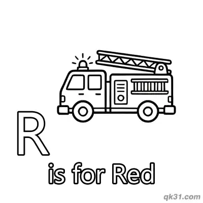 Letter R is for Red Fire Truck Coloring Page Color Learning Worksheet