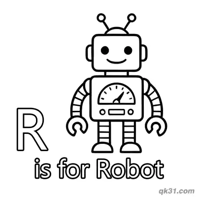 Letter R is for Robot Coloring Page Cool Mechanical Friend Activity Sheet