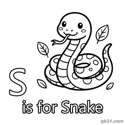 Free printable Letter S is for Snake Coloring Page Friendly Reptile Animal Sheet coloring page