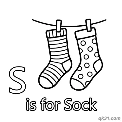 Free printable Letter S is for Sock Coloring Page Striped Clothing Worksheet for Toddlers coloring page