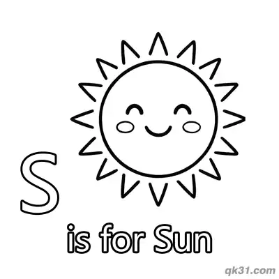 Free printable Letter S is for Sun Coloring Page Shining Daytime Weather Printable coloring page