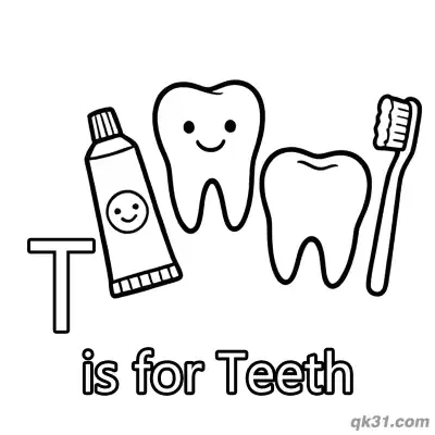 Letter T is for Teeth Coloring Page Dental Health Activity Sheet for Preschool