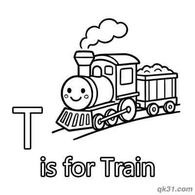 Letter T is for Train Coloring Page Steam Locomotive Activity Sheet