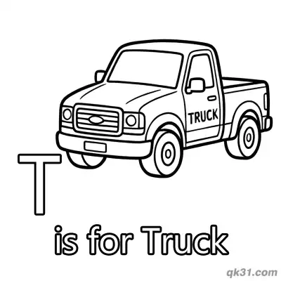 Letter T is for Truck Coloring Page Cargo Vehicle Worksheet for Toddlers