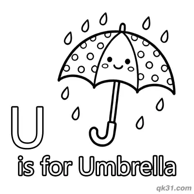 Letter U is for Umbrella Coloring Page Cute Rainy Day Activity Sheet for Kids