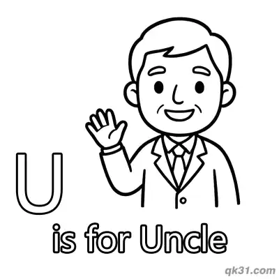 Letter U is for Uncle Coloring Page Family Member Printable for Preschool