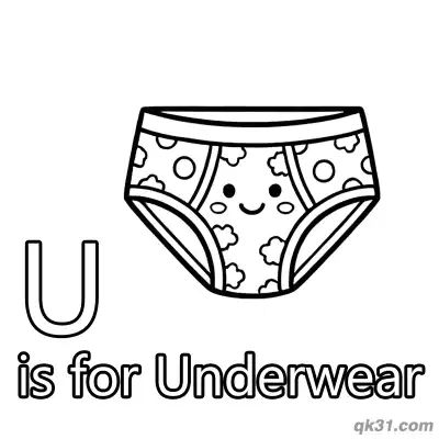 Letter U is for Underwear Coloring Page Clothing Fun Activity Sheet for Kids