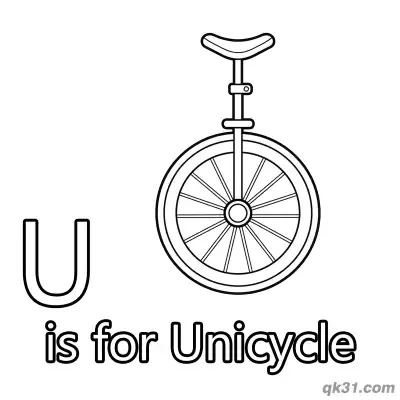 Letter U is for Unicycle Coloring Page Circus Vehicle Worksheet for Kids