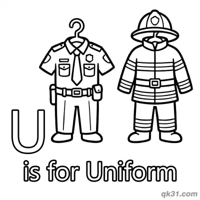 Letter U is for Uniform Coloring Page Police and Firefighter Costume Sheet