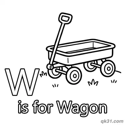 Letter W is for Wagon Coloring Page Toy Pull Cart Activity Sheet