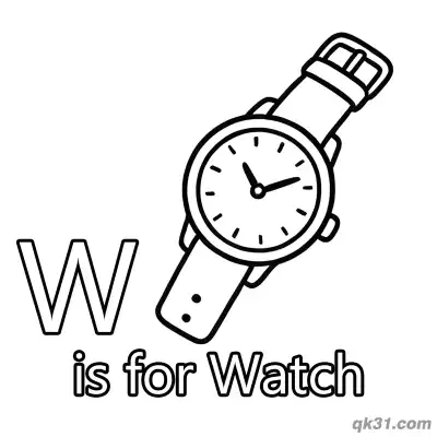 Letter W is for Watch Coloring Page Analog Clock Time Worksheet