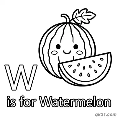 Letter W is for Watermelon Coloring Page Sweet Fruit Activity Sheet