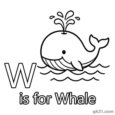 Letter W is for Whale Coloring Page Ocean Mammal Printable