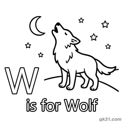 Free printable Letter W is for Wolf Coloring Page Nocturnal Animal Worksheet coloring page