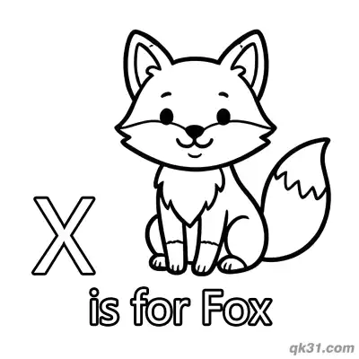 Free printable Letter X is for Fox Coloring Page Cute Sitting Animal Activity Sheet coloring page
