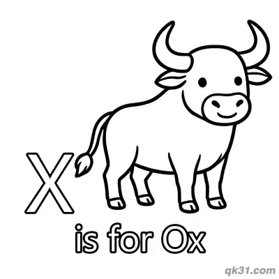 Free printable Letter X is for Ox Coloring Page Farm Animal Activity Sheet coloring page