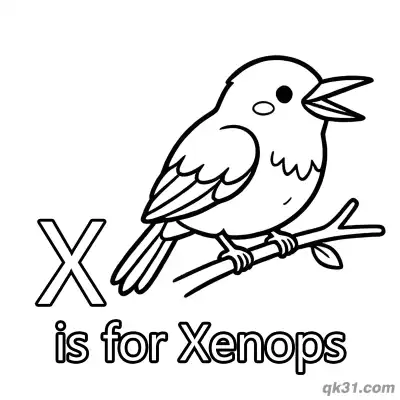 Free printable Letter X is for Xenops Coloring Page Small Bird Activity Sheet coloring page