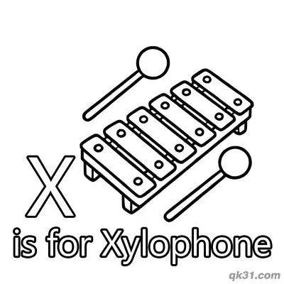 Free printable Letter X is for Xylophone Coloring Page Musical Instrument Activity Sheet coloring page