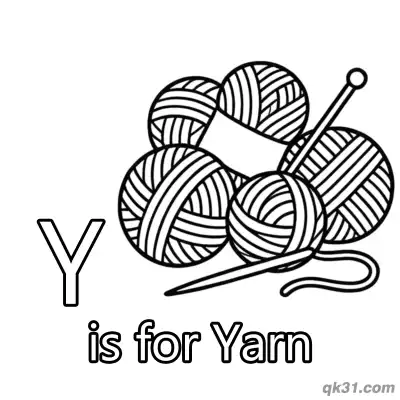 Letter Y is for Yarn Coloring Page Knitting Balls with Needles Printable