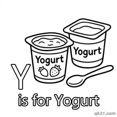 Letter Y is for Yogurt Coloring Page Healthy Breakfast Food Activity