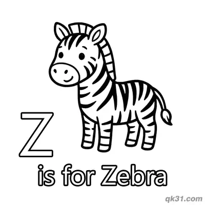 Free printable Letter Z is for Zebra Coloring Page Cute Striped Animal Activity Sheet coloring page