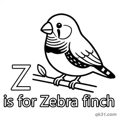 Free printable Letter Z is for Zebra Finch Coloring Page Small Bird Printable for Kids coloring page