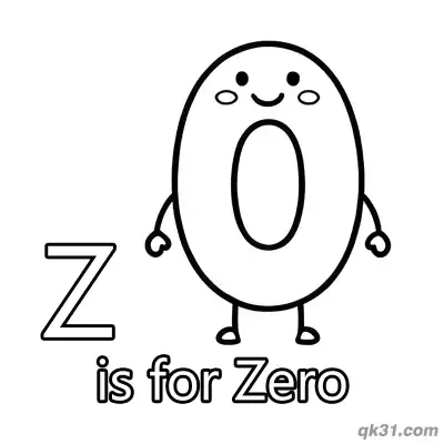 Free printable Letter Z is for Zero Coloring Page Number Recognition Worksheet for Toddlers coloring page